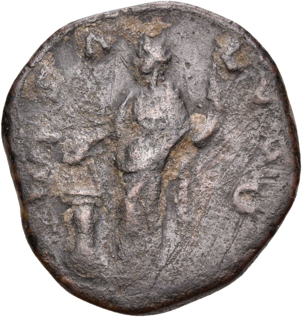 RIC III Marcus Aurelius 1761 Marcus Aurelius reverse, Salus, draped, standing left, feeding out of patera in right hand sn...