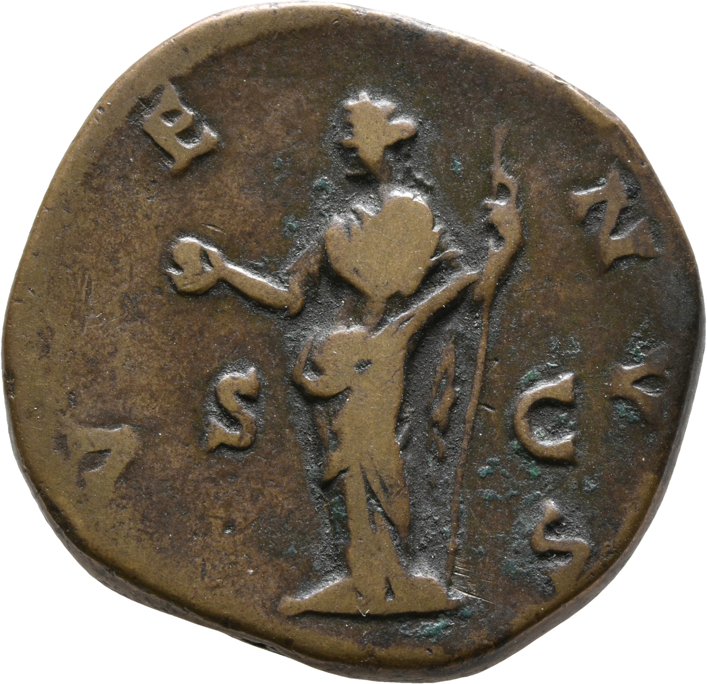 RIC III Marcus Aurelius 1763 Marcus Aurelius reverse, Venus, draped, standing left, holding apple in right hand and sceptr...