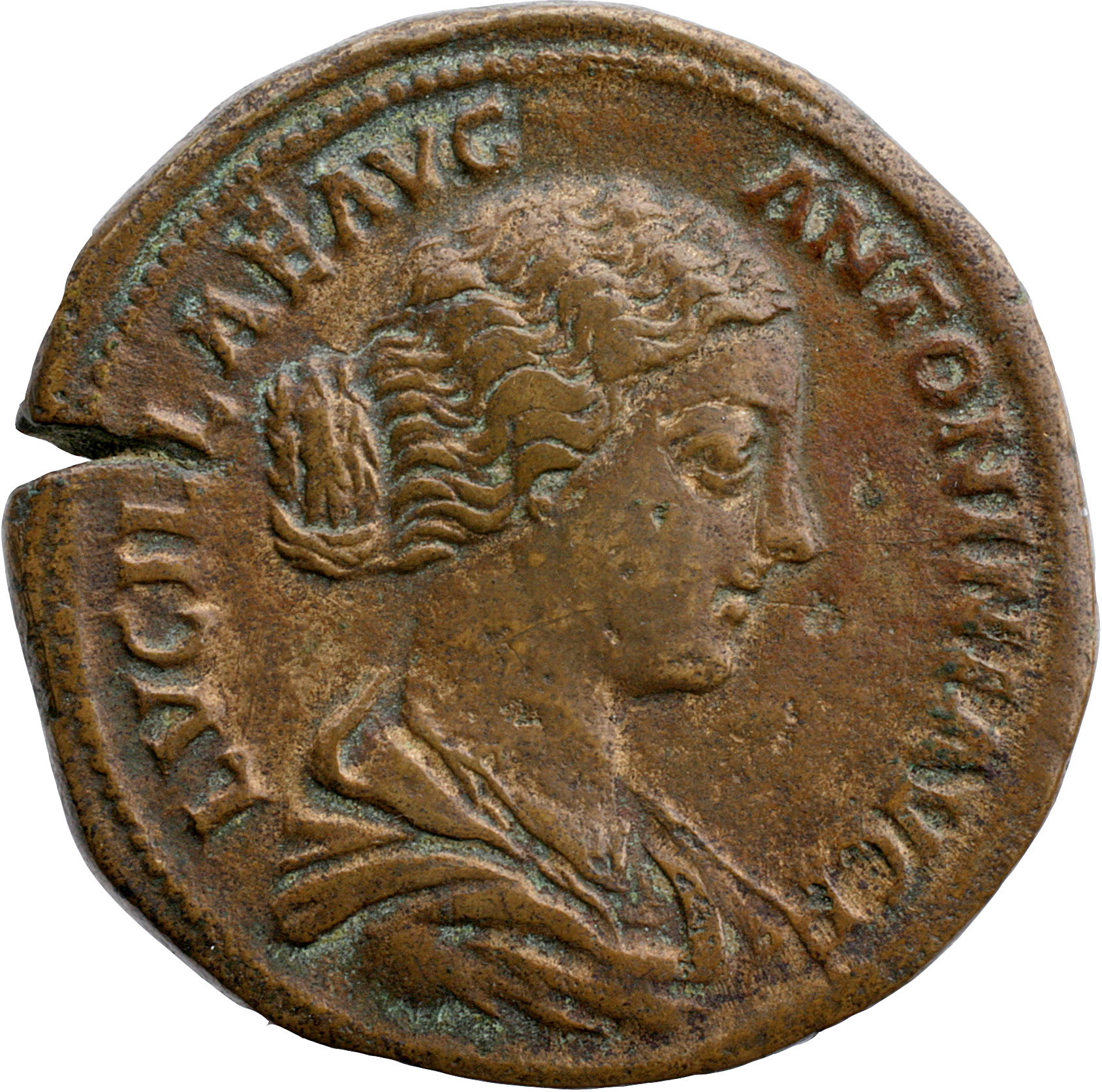 RIC III Marcus Aurelius 1767 Marcus Aurelius obverse, Bust of Lucilla, hair waved and fastened in a low chignon at back of...