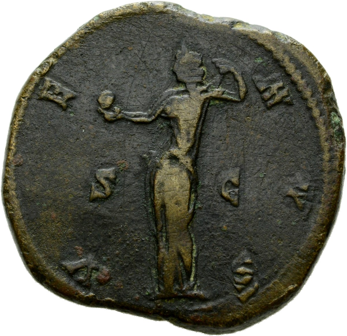 RIC III Marcus Aurelius 1768 Marcus Aurelius reverse, Venus, draped, standing left, holding apple in right hand and drawin...