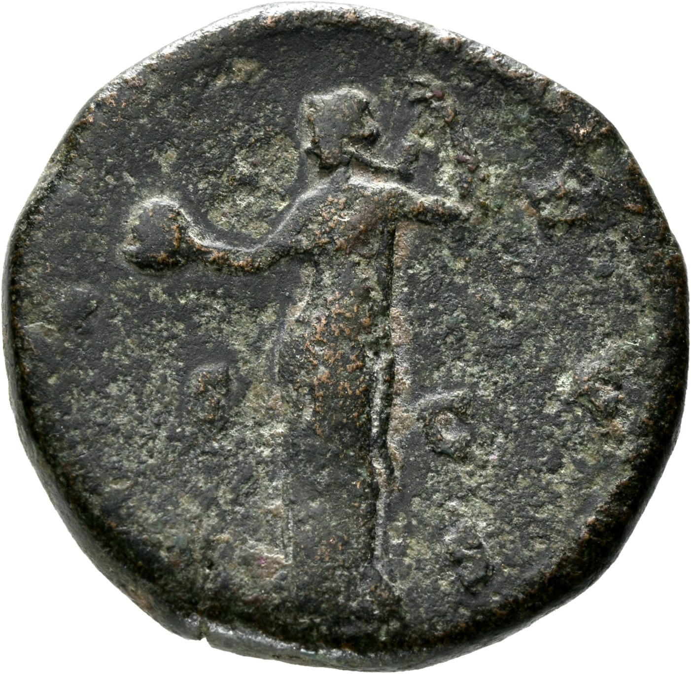 RIC III Marcus Aurelius 1768 Marcus Aurelius reverse, Venus, draped, standing left, holding apple in right hand and drawin...