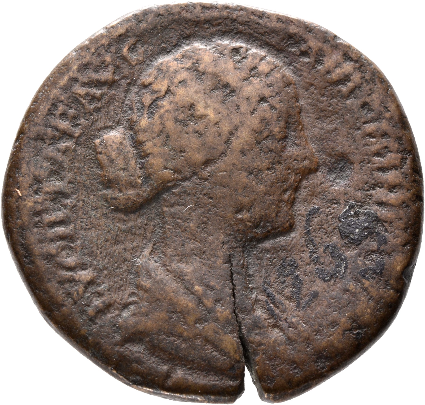 RIC III Marcus Aurelius 1772 Marcus Aurelius obverse, Bust of Lucilla, hair waved and fastened in a low chignon at back of...