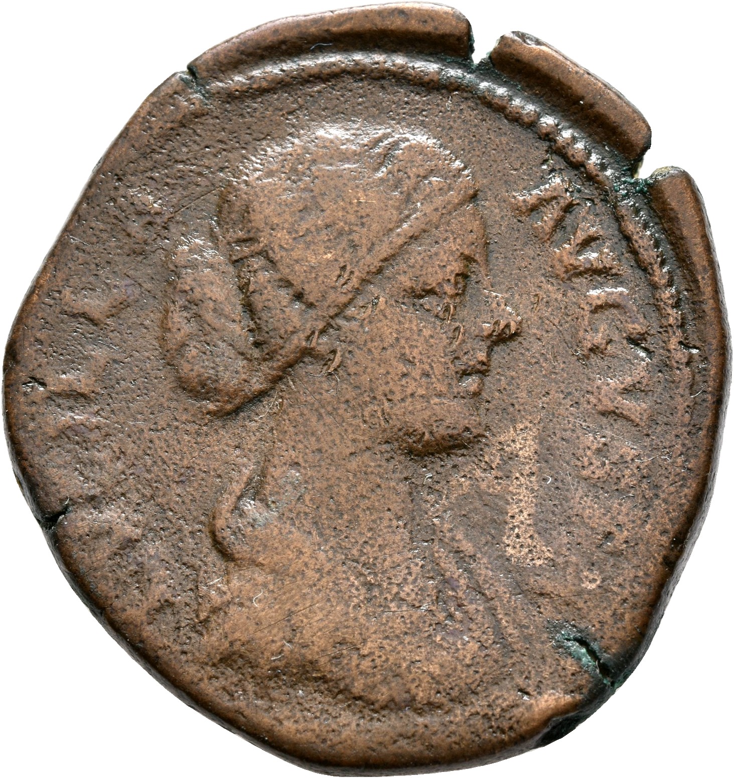 RIC III Marcus Aurelius 1778 Marcus Aurelius obverse, Bust of Lucilla, hair waved and fastened in a low chignon at back of...