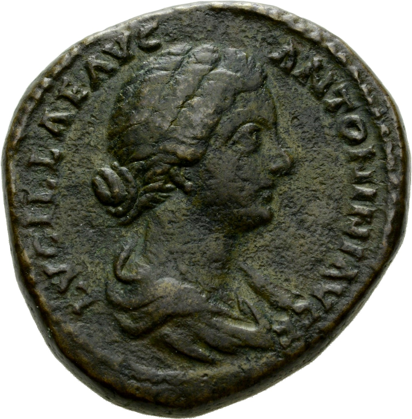 RIC III Marcus Aurelius 1779 Marcus Aurelius obverse, Bust of Lucilla, hair waved and fastened in a low chignon at back of...