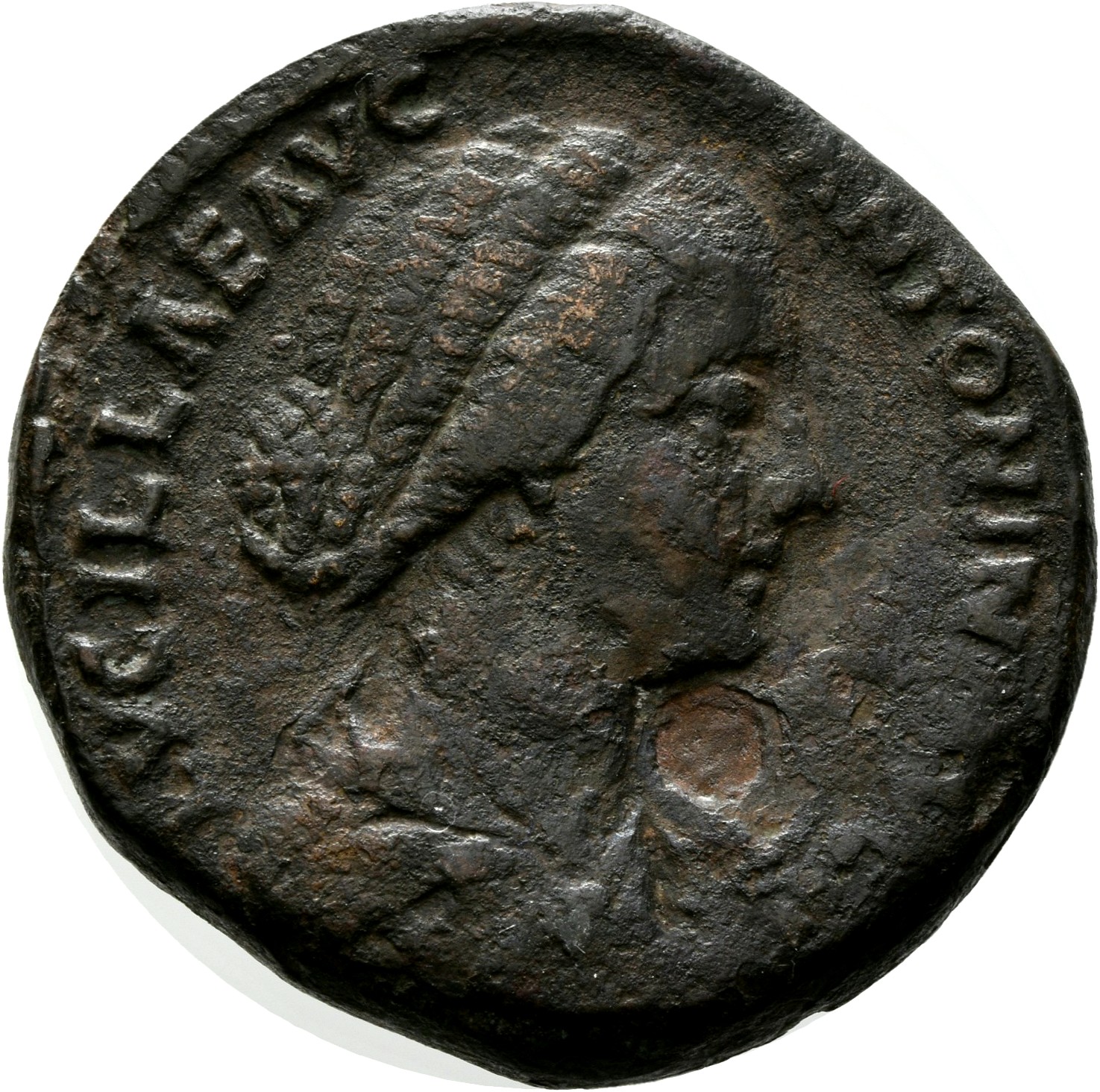 RIC III Marcus Aurelius 1779 Marcus Aurelius obverse, Bust of Lucilla, hair waved and fastened in a low chignon at back of...