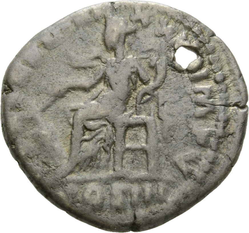 RIC III Marcus Aurelius 185 Marcus Aurelius reverse, Fortuna, draped, seated left on low seat, holding rudder set on groun...