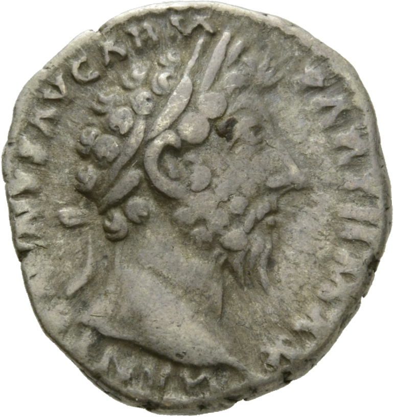 RIC III Marcus Aurelius 191 Marcus Aurelius obverse, Head of Marcus Aurelius, laureate, right
