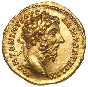 RIC III Marcus Aurelius 194 Marcus Aurelius obverse, Head of Marcus Aurelius, laureate, right