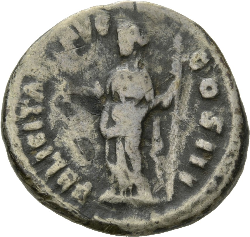 RIC III Marcus Aurelius 203 Marcus Aurelius reverse, Felicitas, draped, standing front, head left, holding caduceus, upwar...