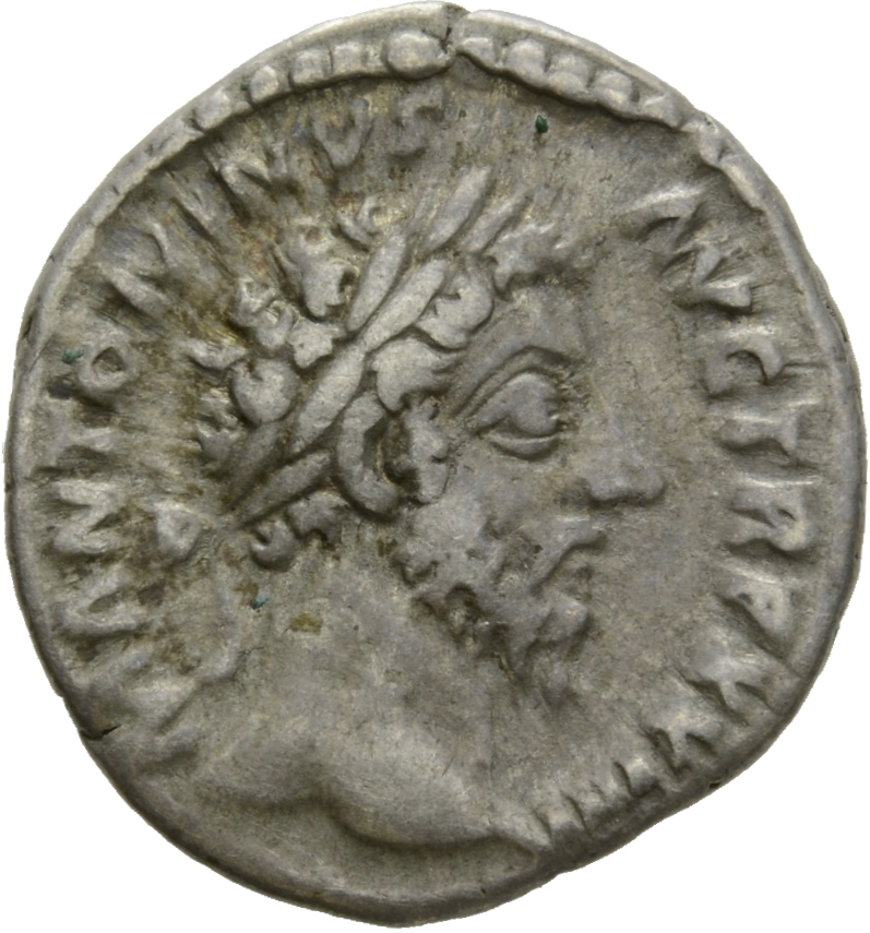 RIC III Marcus Aurelius 220 Marcus Aurelius obverse, Head of Marcus Aurelius, laureate, right