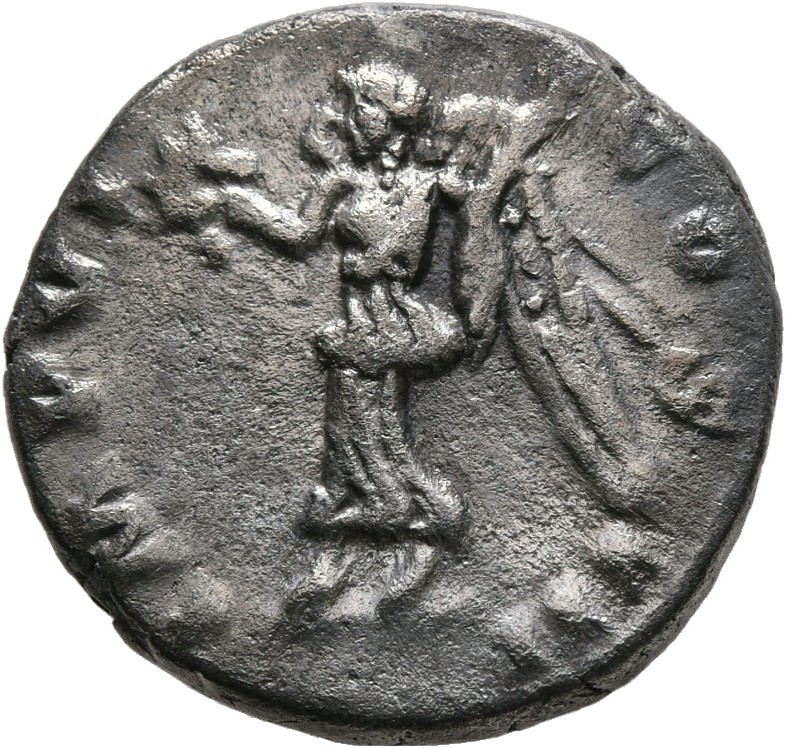 RIC III Marcus Aurelius 255 Marcus Aurelius reverse, Victory, winged, draped, advancing left, holding wreath in extended r...