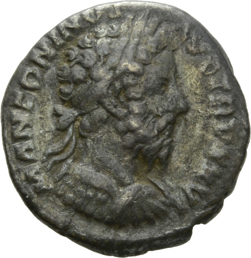 RIC III Marcus Aurelius 260 Marcus Aurelius obverse, Bust of Marcus Aurelius, laureate, draped, left