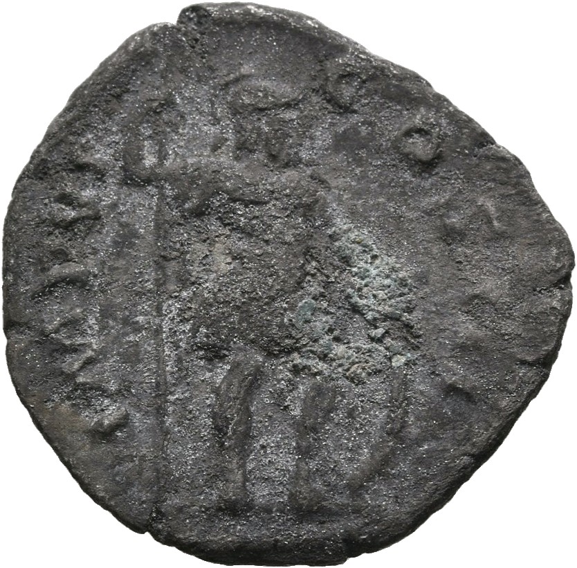 RIC III Marcus Aurelius 261 Marcus Aurelius reverse, Mars, helmeted, in military dress, standing right, holding vertical s...