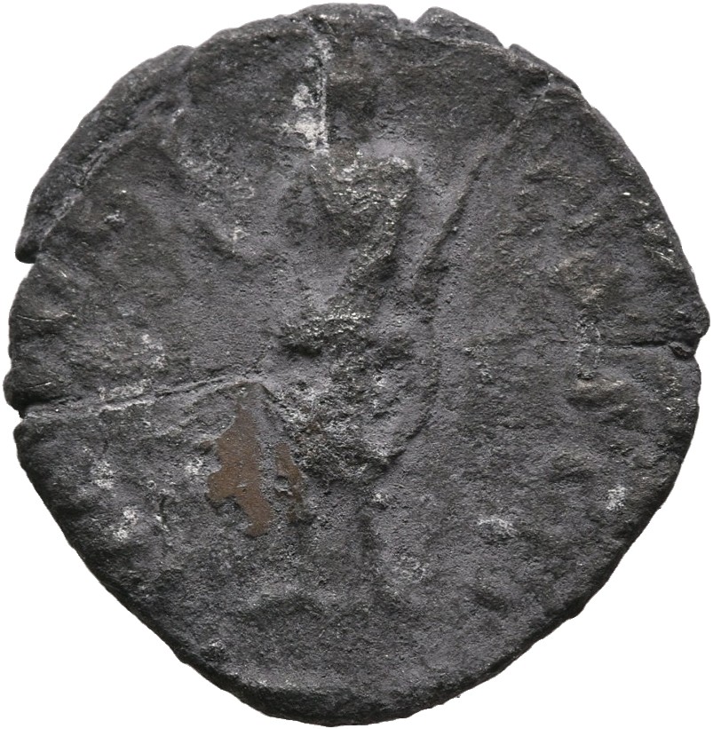 RIC III Marcus Aurelius 307 Marcus Aurelius reverse, Marcus Aurelius, togate, standing front, head left, holding branch up...