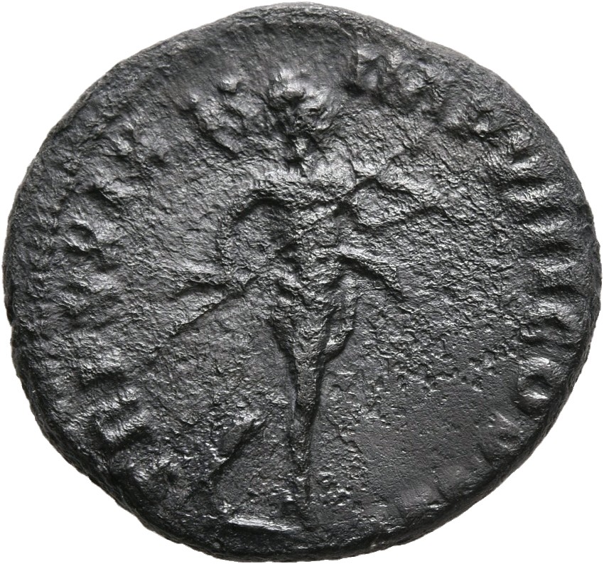 RIC III Marcus Aurelius 326 Marcus Aurelius reverse, Mars, helmeted, naked except for cloak flying behind, advancing right...