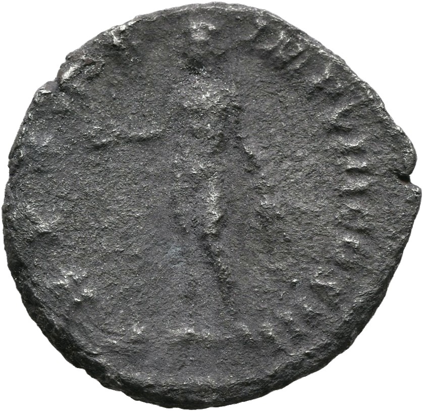 RIC III Marcus Aurelius 353 Marcus Aurelius reverse, Genius, nude, standing left, holding patera in right hand and corn-ea...