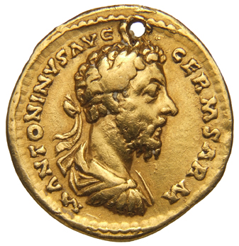 RIC III Marcus Aurelius 366 Marcus Aurelius obverse, Bust of Marcus Aurelius, laureate, draped, cuirassed, right