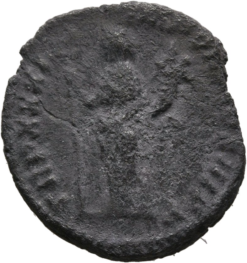 RIC III Marcus Aurelius 377 Marcus Aurelius reverse, Felicitas, draped, standing front, head left, holding up long caduceu...
