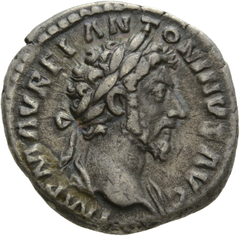 RIC III Marcus Aurelius 4 Marcus Aurelius obverse, Bust of Marcus Aurelius, laureate, right, with drapery on left shoulder...