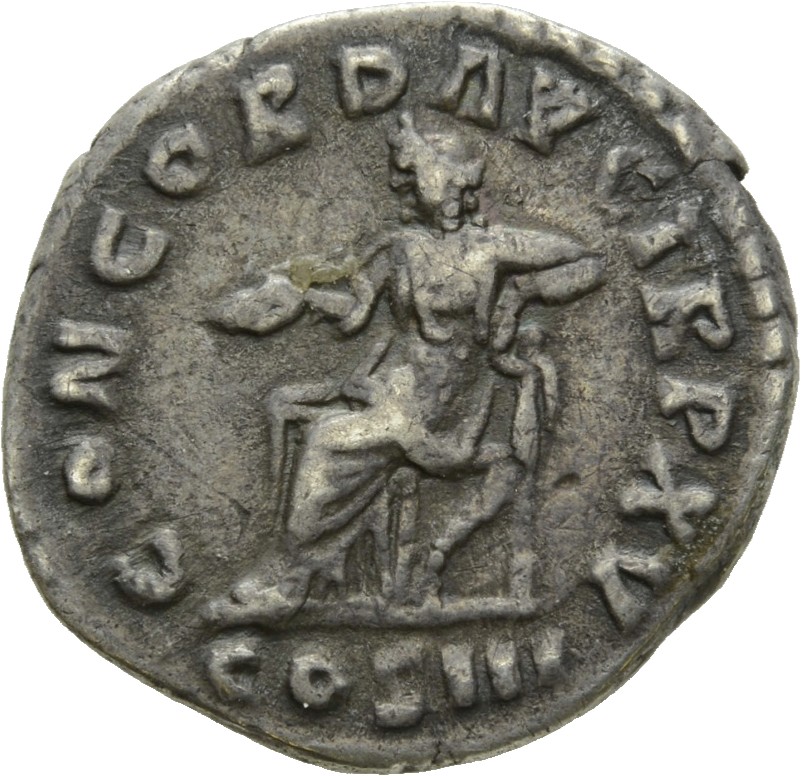 RIC III Marcus Aurelius 4 Marcus Aurelius reverse, Concordia, draped, seated left on low seat, holding patera in extended ...