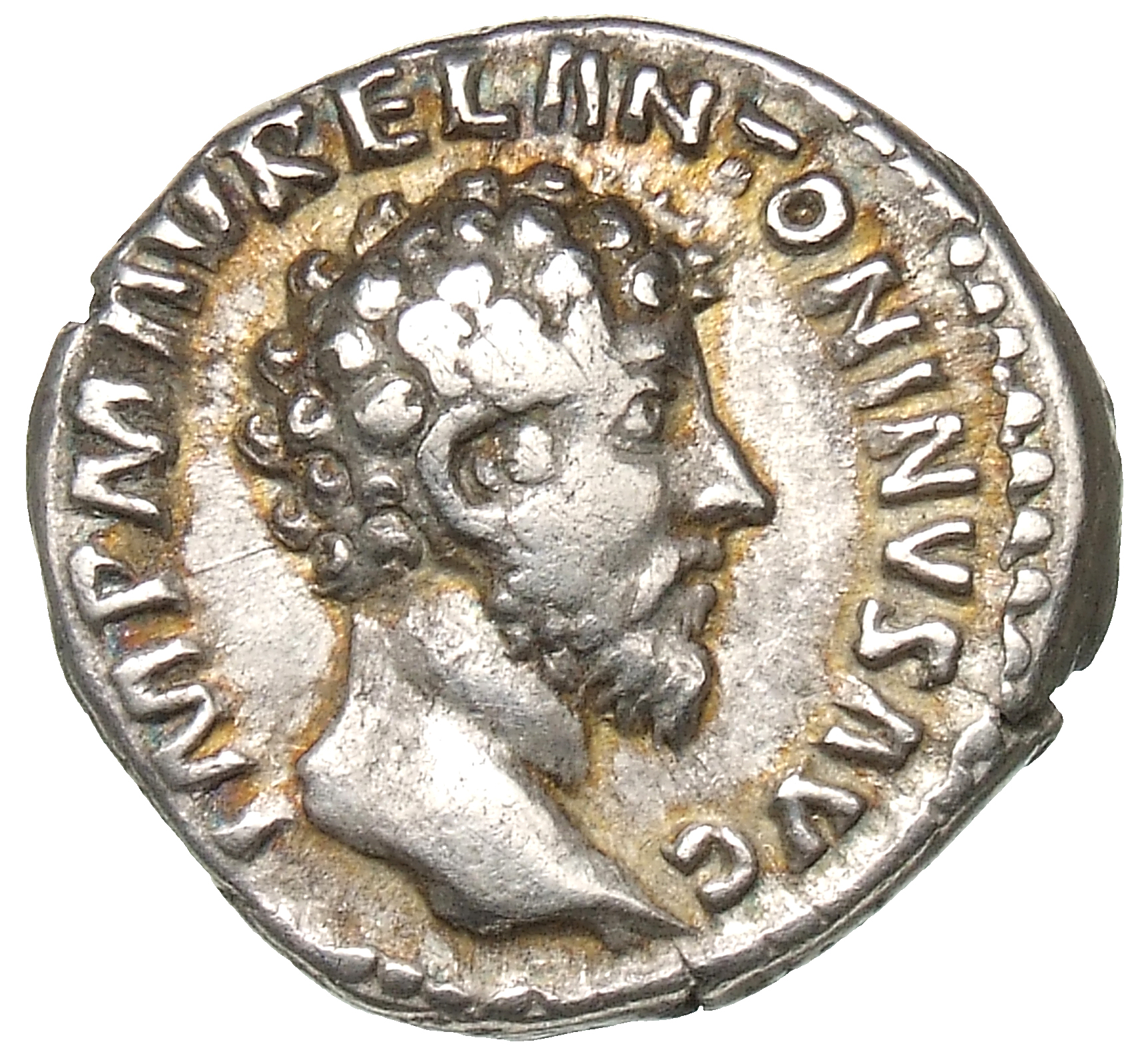 RIC III Marcus Aurelius 40 Marcus Aurelius obverse, Head of Marcus Aurelius, bare, right