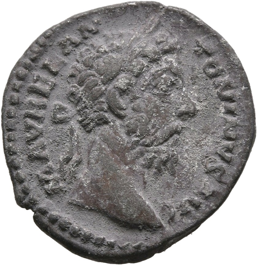 RIC III Marcus Aurelius 405 Marcus Aurelius obverse, Head of Marcus Aurelius, laureate, right
