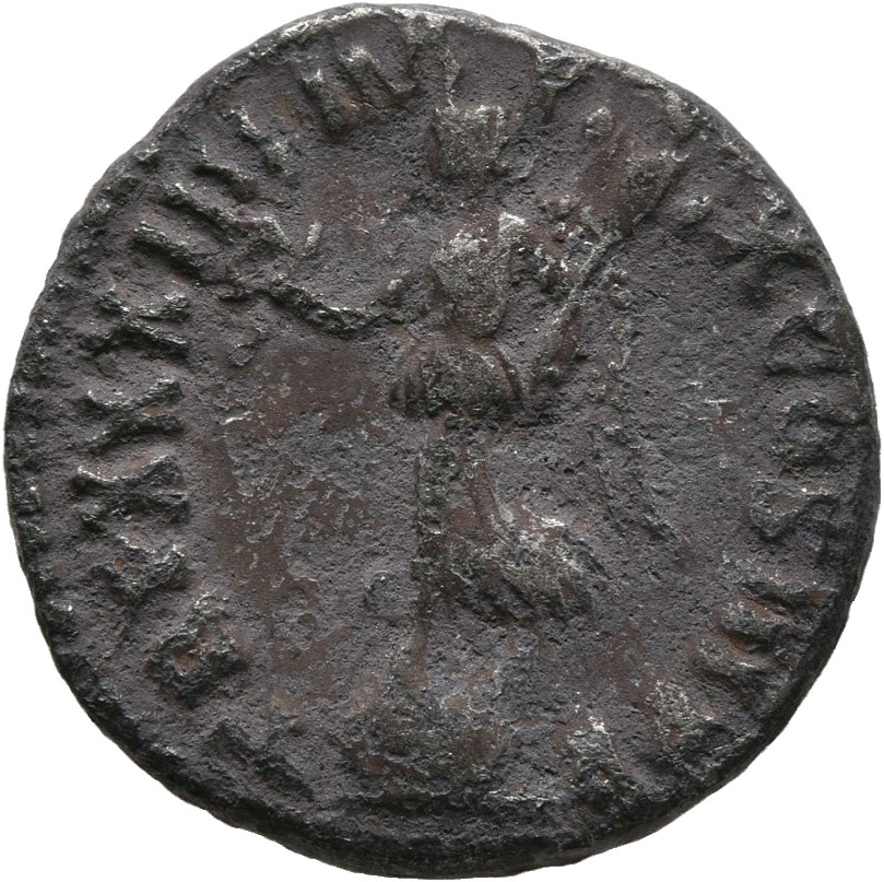 RIC III Marcus Aurelius 411 Marcus Aurelius reverse, Victory, winged, draped, standing left on globe, holding wreath in ex...