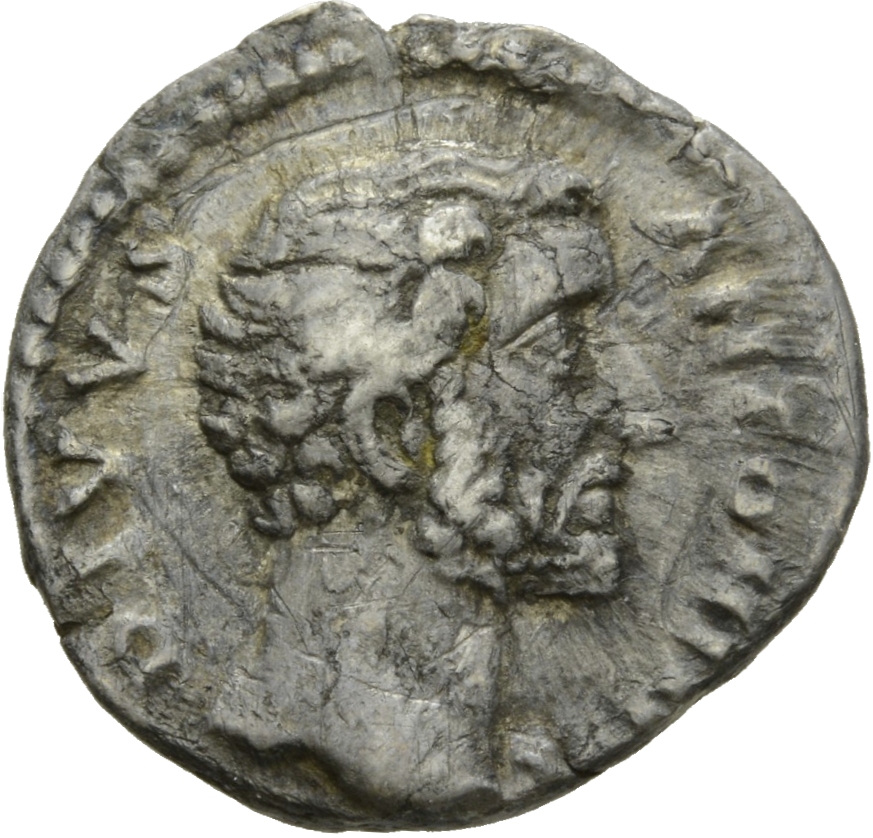 RIC III Marcus Aurelius 429 Marcus Aurelius obverse, Head of Antoninus Pius, bare, right