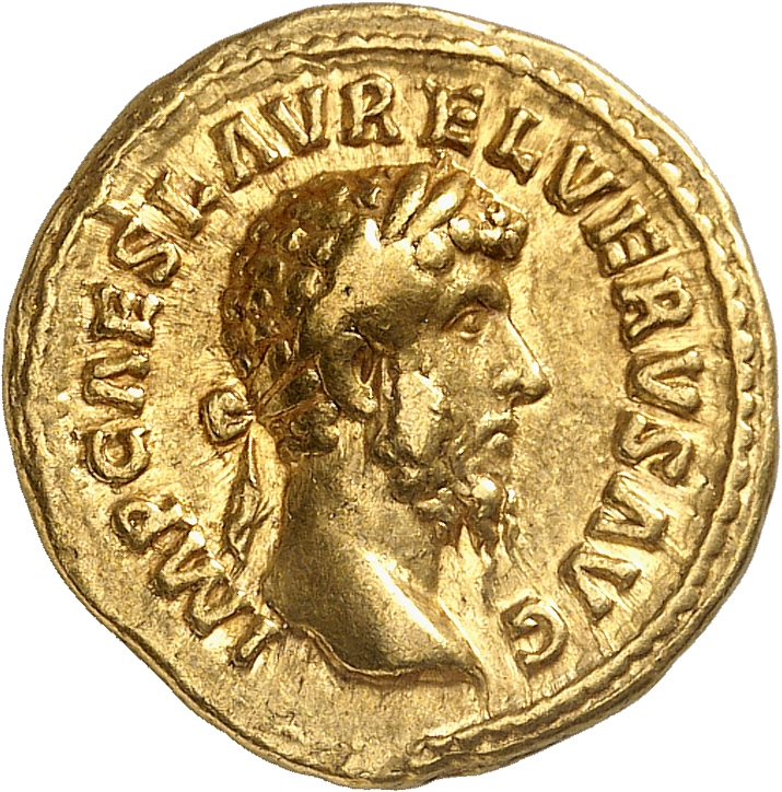 RIC III Marcus Aurelius 451 Marcus Aurelius obverse, Head of Lucius Verus, laureate, right