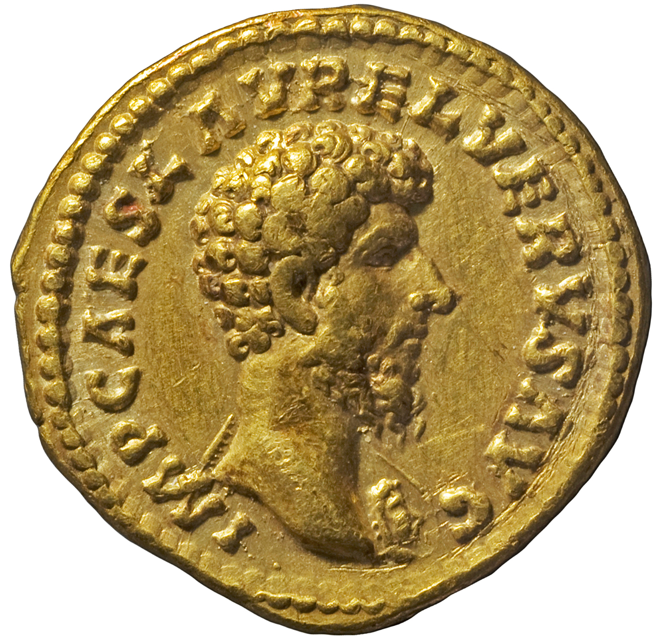 RIC III Marcus Aurelius 453 Marcus Aurelius obverse, Head of Lucius Verus, bare, with aegis, right