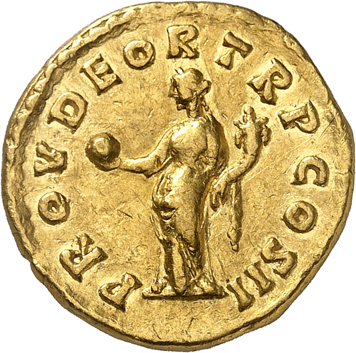 RIC III Marcus Aurelius 460 Marcus Aurelius reverse, Providentia, draped, standing left, holding globe on extended right h...