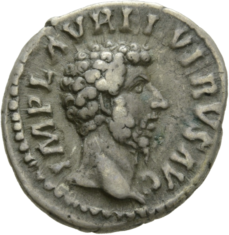 RIC III Marcus Aurelius 482 Marcus Aurelius obverse, Head of Lucius Verus, bare, right