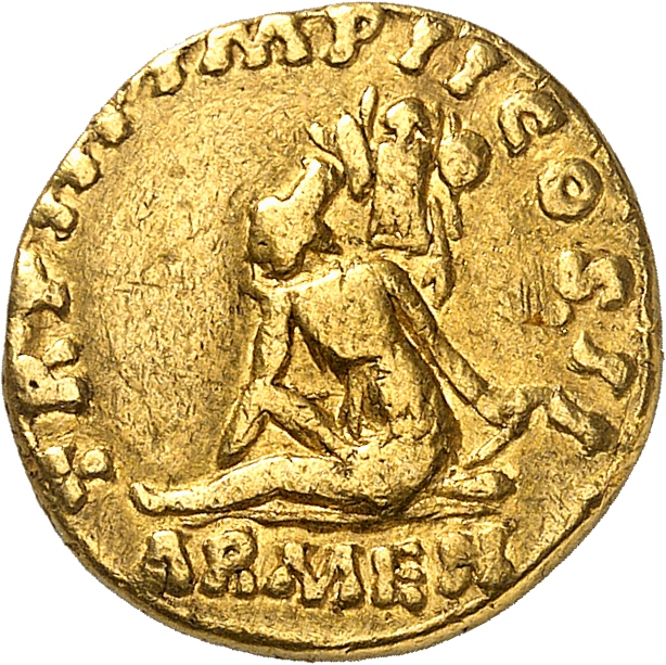 RIC III Marcus Aurelius 499 Marcus Aurelius reverse, Armenia seated left on ground, resting left hand on bow and quiver; b...