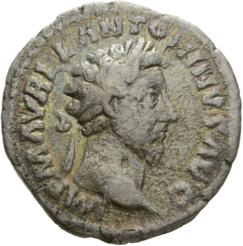RIC III Marcus Aurelius 51 Marcus Aurelius obverse, Head of Marcus Aurelius, laureate, right