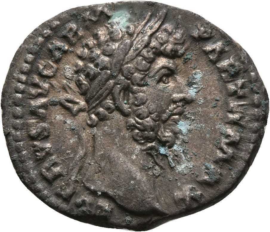 RIC III Marcus Aurelius 546 Marcus Aurelius obverse, Head of Lucius Verus, laureate, right