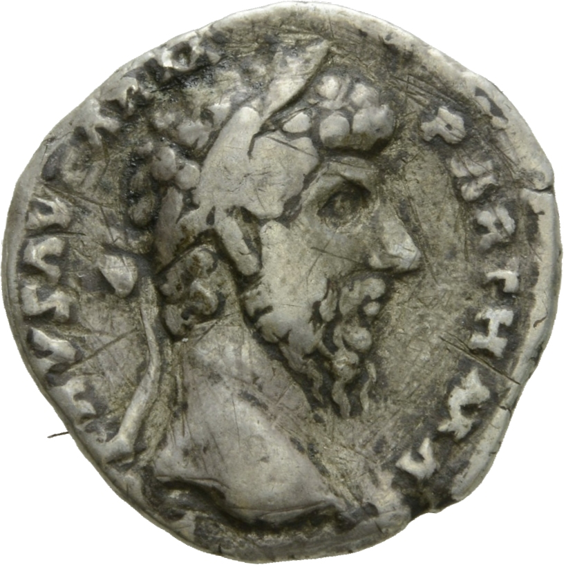 Marcus Aurelius obverse — Head of Lucius Verus, laureate, right