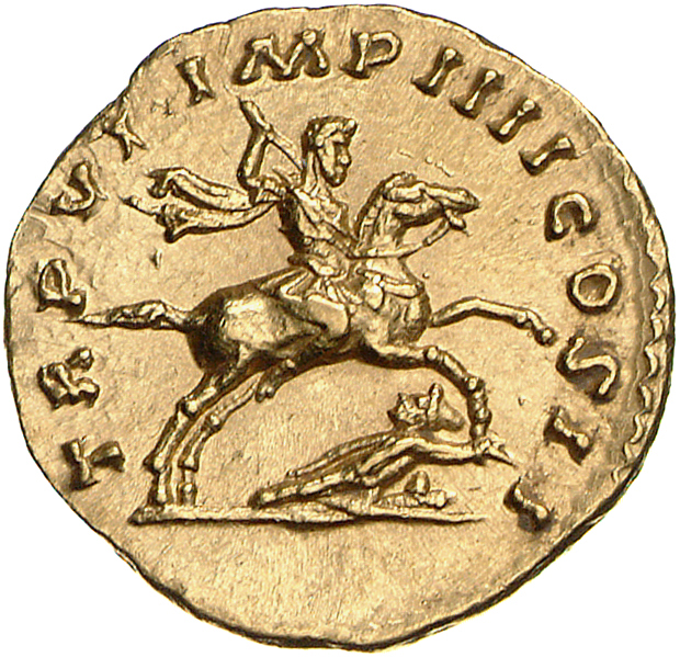 RIC III Marcus Aurelius 567 Marcus Aurelius reverse, Lucius Verus, in military uniform, on horse galloping right, brandish...
