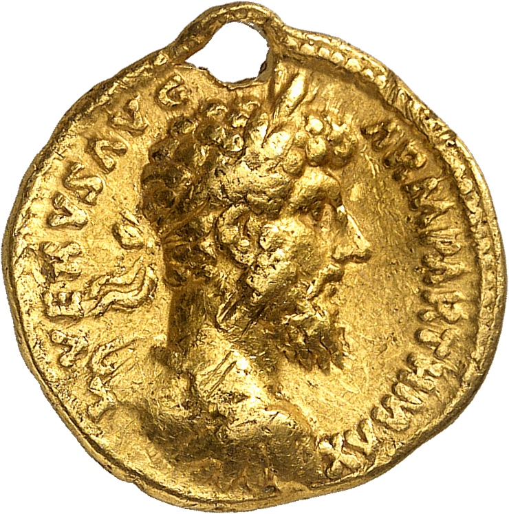 RIC III Marcus Aurelius 573 Marcus Aurelius obverse, Bust of Lucius Verus, laureate, cuirassed, right or Bust of Lucius Ve...