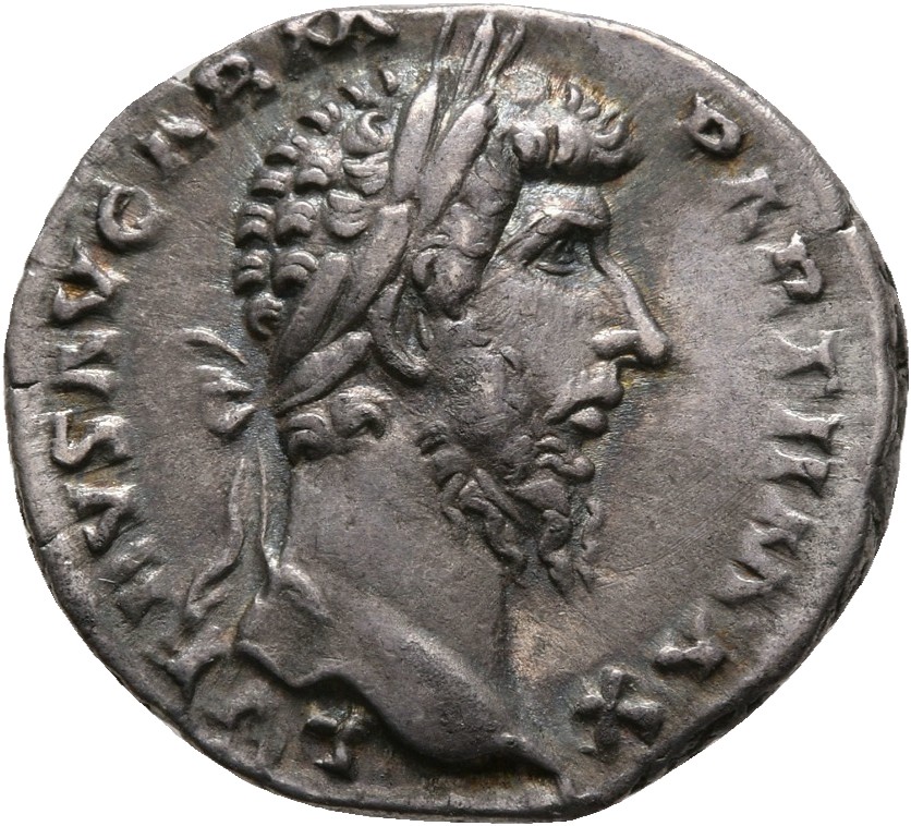 RIC III Marcus Aurelius 574 Marcus Aurelius obverse, Head of Lucius Verus, laureate, right