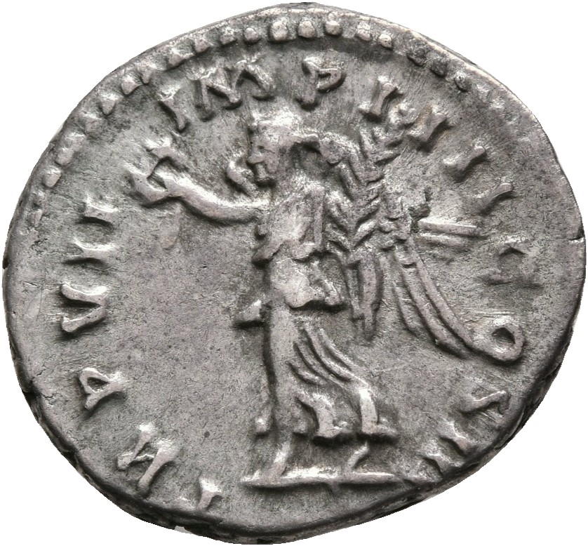 RIC III Marcus Aurelius 574 Marcus Aurelius reverse, Victory, winged, draped, advancing left, holding wreath in extended r...