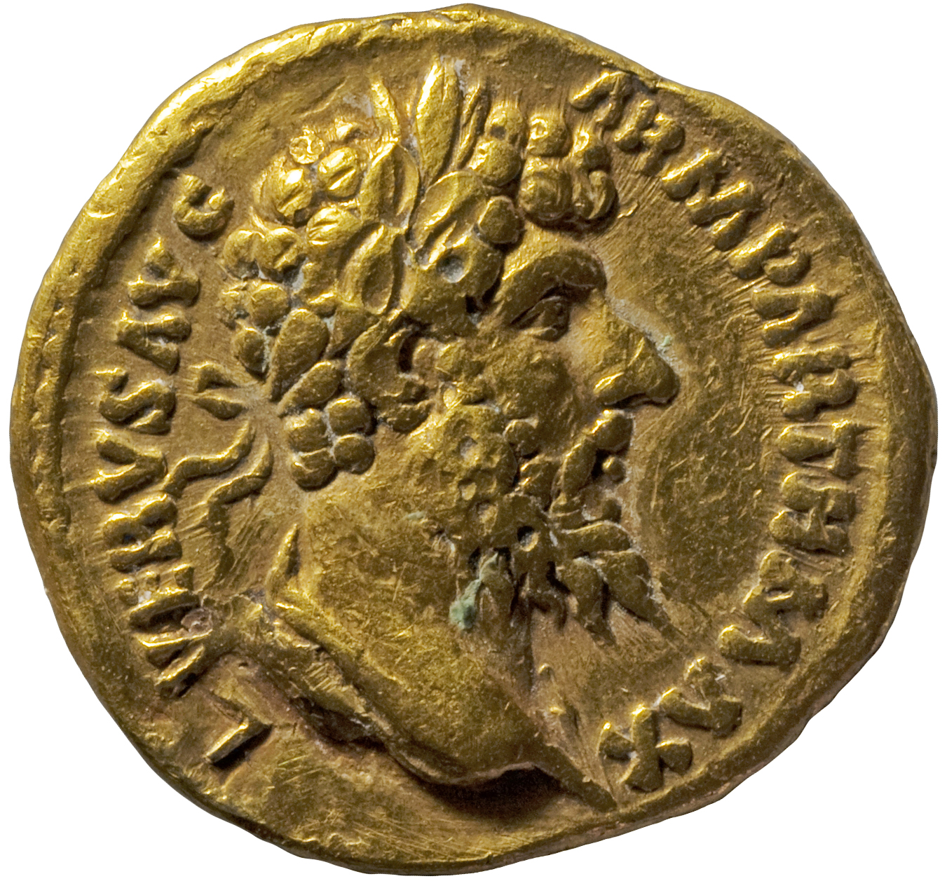RIC III Marcus Aurelius 582 Marcus Aurelius obverse, Bust of Lucius Verus, laureate, drapery on left shoulder, right