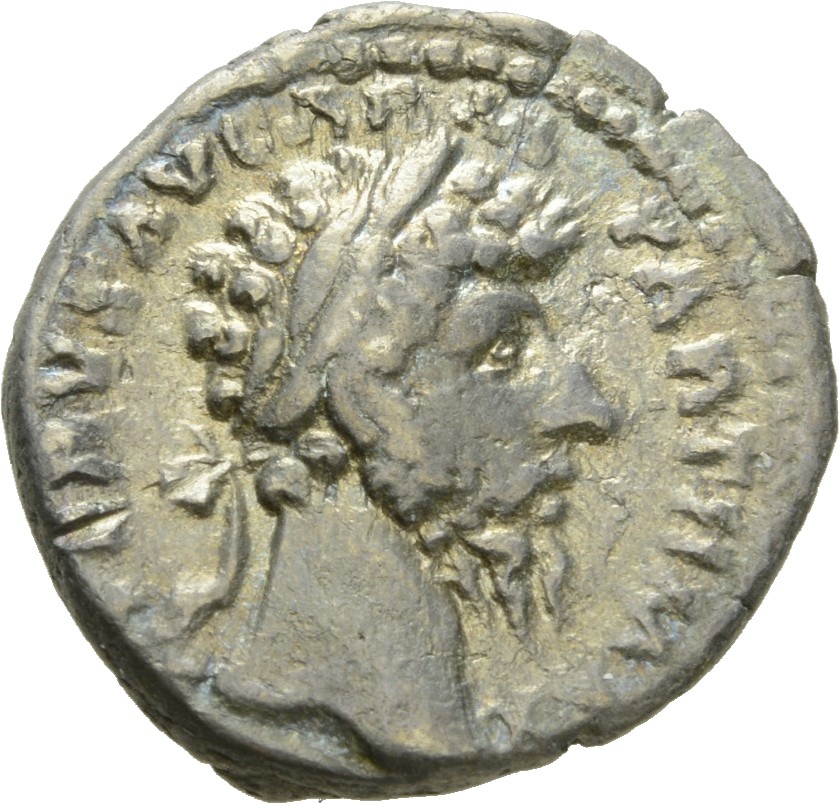 RIC III Marcus Aurelius 595 Marcus Aurelius obverse, Head of Lucius Verus, laureate, right