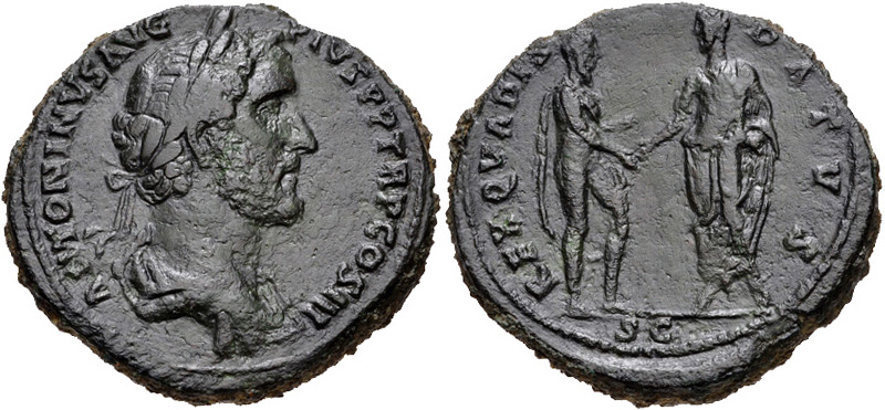 RIC III Marcus Aurelius 620 Marcus Aurelius obverse, Bust of Commodus, bare-headed, draped, cuirassed, right
