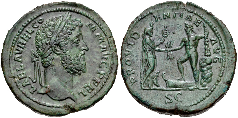 RIC III Marcus Aurelius 641 Marcus Aurelius reverse, Salus, draped, standing left, feeding out of patera in right hand sna...
