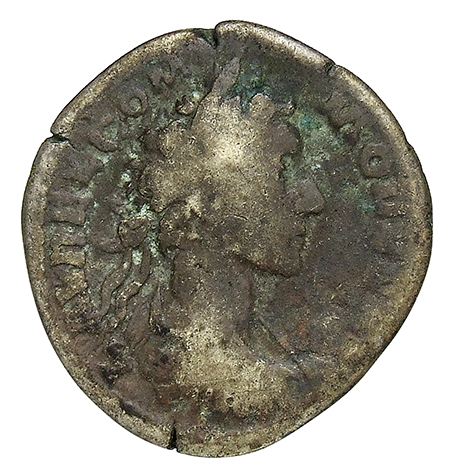 RIC III Marcus Aurelius 663 Marcus Aurelius obverse, Head of Commodus, laureate, right