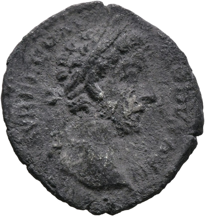 RIC III Marcus Aurelius 665 Marcus Aurelius obverse, Head of Commodus, laureate, right