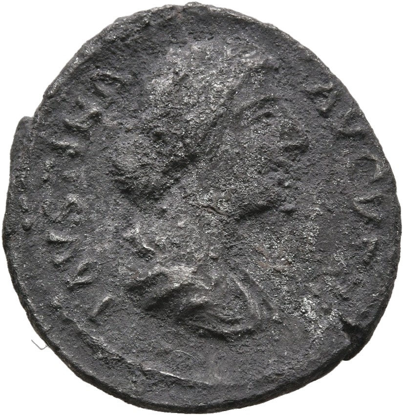 RIC III Marcus Aurelius 669 Marcus Aurelius obverse, Bust of Faustina the Younger, bare-headed, hair waved and fastened in...