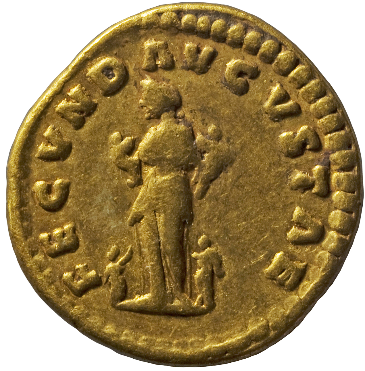 RIC III Marcus Aurelius 675 Marcus Aurelius reverse, Fecunditas, draped, standing left between two children reaching up an...