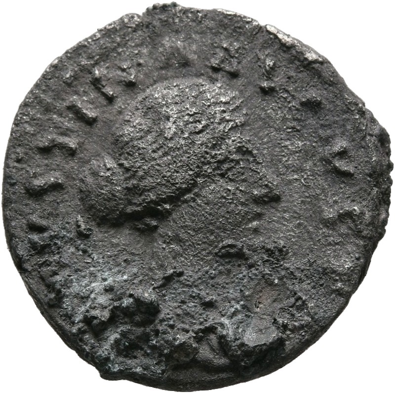 RIC III Marcus Aurelius 676 Marcus Aurelius obverse, Bust of Faustina the Younger, bare-headed, hair waved and fastened in...
