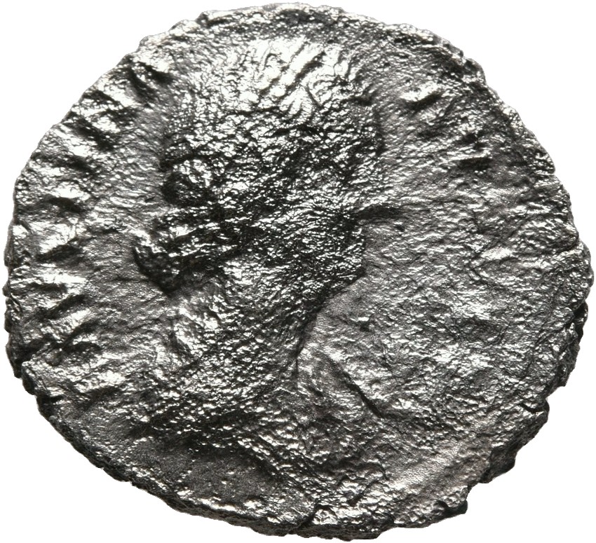 RIC III Marcus Aurelius 677 Marcus Aurelius obverse, Bust of Faustina the Younger, bare-headed, hair waved and fastened in...